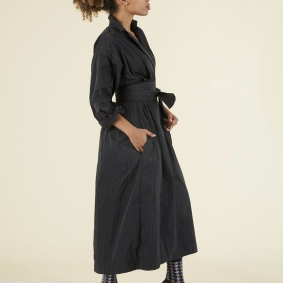 Odeeh Belted Pinstripe Wrap Dress - Picture 3 of 16